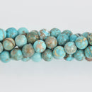 6mm Round Aqua Impression Jasper Beads, smooth gemstone, half strand, gem0572