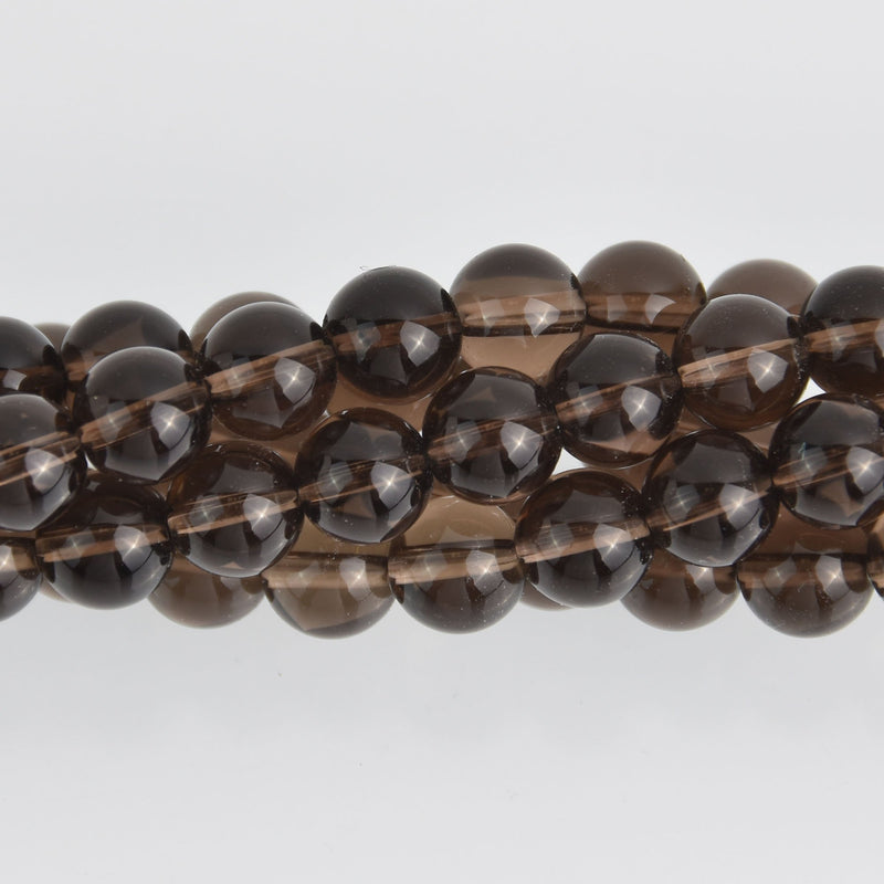 6mm Smoky Quartz Round Beads, smooth gemstone, half strand, gem0582