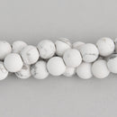 8mm Matte White Howlite Round Beads, Large Hole, smooth gemstone, half strand, gem0596