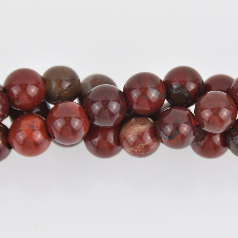 8mm Red Apple Jasper Round Beads, Large Hole, smooth gemstone, half strand, gem0598