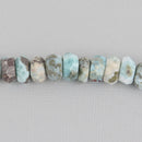 12mm NATURAL LARIMAR Rondelle Beads, Hand Cut Faceted, x6 beads, gem0622