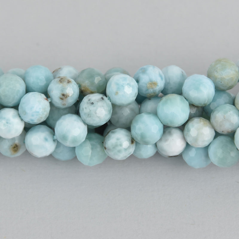 5mm NATURAL LARIMAR Round Beads, Grade AA, Faceted, Strand, gem0623
