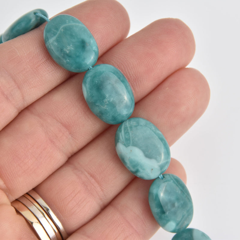 18mm Blue Agate Oval Beads, gemstones, strand, 22 beads, gem0627
