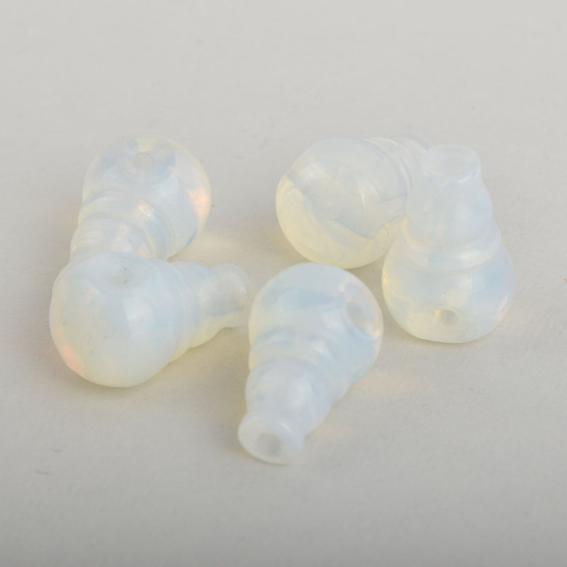 White Opalite Quartz Mala Beads, 3-hole Guru Beads, x1 bead, gem0629