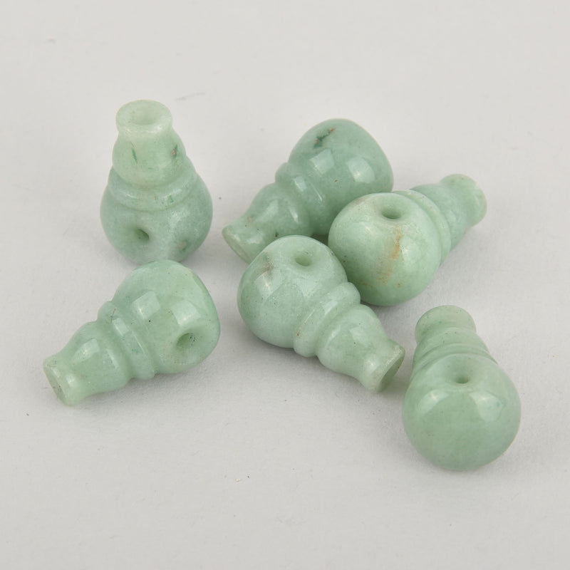 Green Aventurine Mala Beads, 3-hole Guru Beads, x1 bead, gem0631