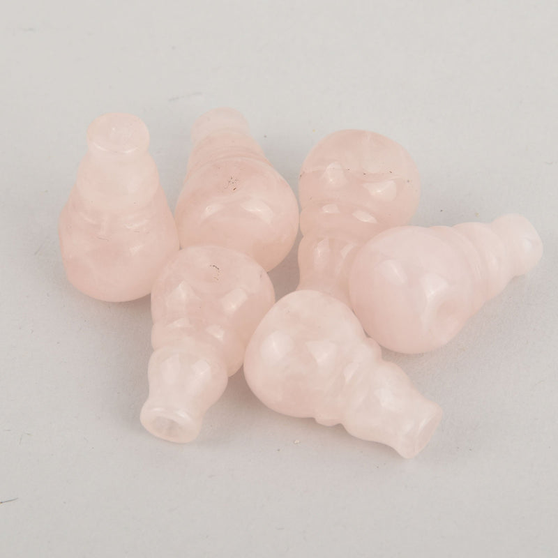Pink Rose Quartz Mala Beads, 3-hole Guru Beads, x1 bead, gem0632