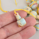 Blue Impression Jasper Mala Beads, 3-hole Guru Beads, top and bottom piece, gem0637