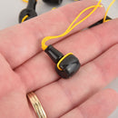 Black Obsidian Mala Beads, 3-hole Guru Beads, top and bottom piece, gem0639