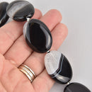 35mm BOTSWANA AGATE Gemstone OVAL Coin Beads, 4 beads, gem0646