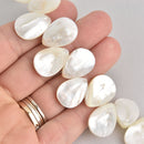 10 Mother of Pearl Shell Beads, Teardrop Top Drill, 20x15mm, gem0647
