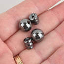 2 sets Hematite Mala Beads, 3-hole Guru Beads, top and bottom piece, gem0649