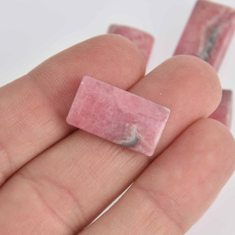 2 Banded RHODOCHROSITE RECTANGLE Beads 20mm x 12mm genuine gemstones rose pink gem0651