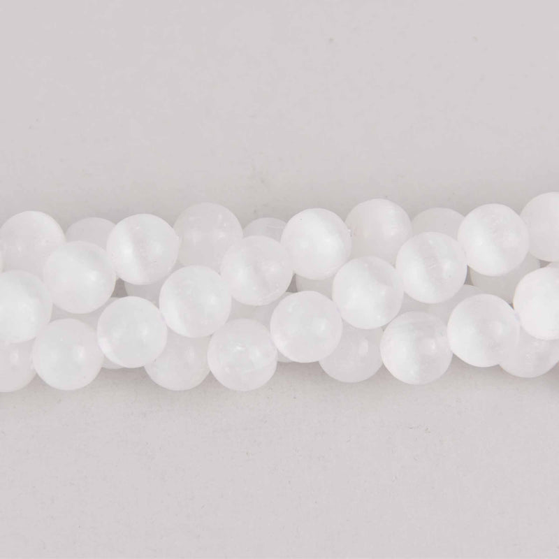 10mm Selenite Gemstone Beads, x10 beads, gem0652