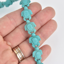 18mm Turquoise Blue Turtle Howlite Beads, gem0654