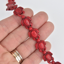 18mm Red Turtle Howlite Beads, gem0655