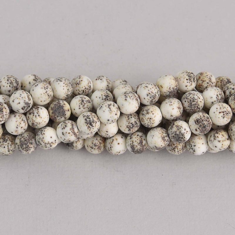 6mm Black and White Agate Beads, Matte Round, gemstone, dyed, strand, gem0657