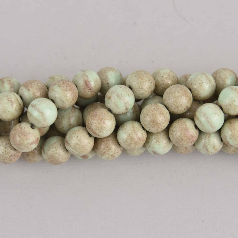8mm Pastel Mint Green Round Agate Beads, gemstone, dyed, strand, gem0658