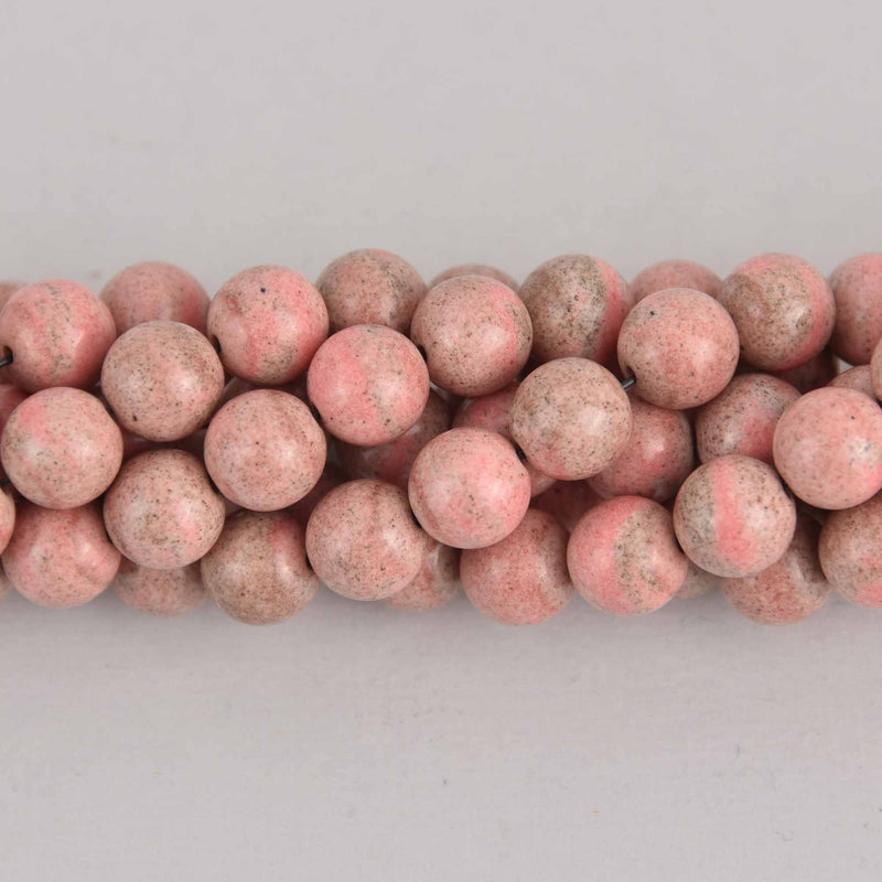 8mm Pastel Pink Round Agate Beads, gemstone, dyed, strand, gem0659