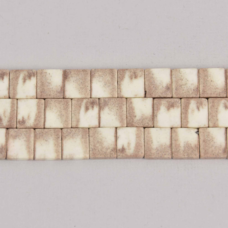 9x8mm Tile Beads, White and Gray 2-Hole Agate Beads, gemstone, dyed, x12 beads, gem0663