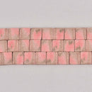 9x8mm Tile Beads, Pastel Pink 2-Hole Agate Beads, gemstone, dyed, x12 beads, gem0668