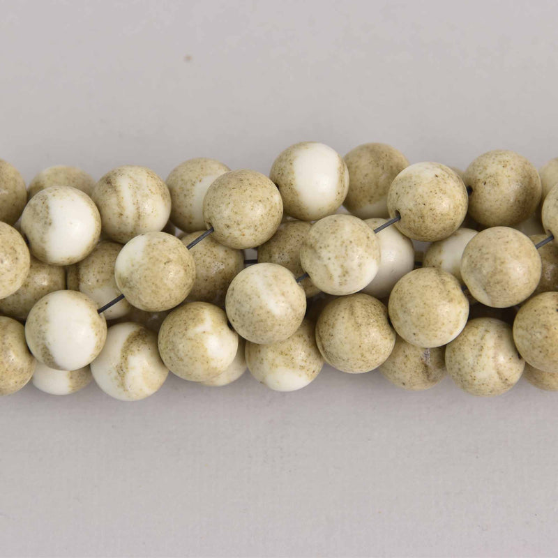 10mm Pastel White Round Agate Beads, gemstone, dyed, strand, gem0672