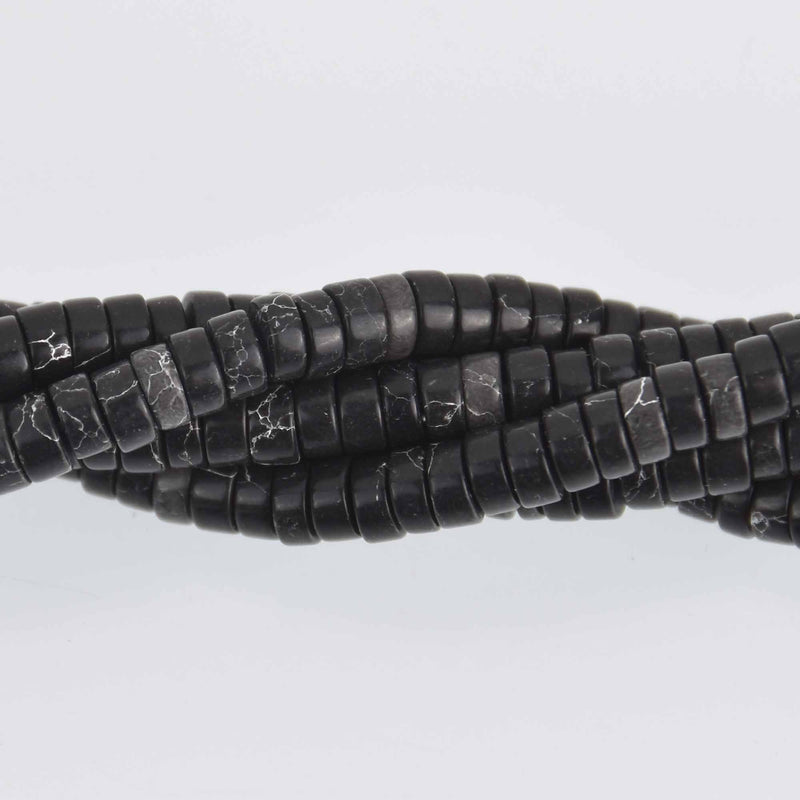 4mm HEISHI Beads, Howlite Rondelle Beads, full strand gem0687