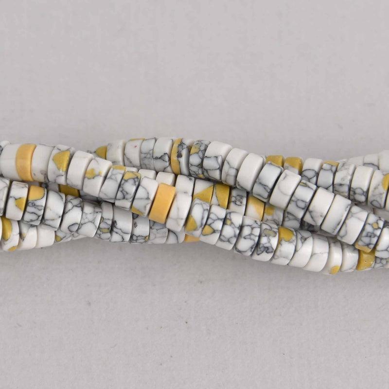 4mm HEISHI Beads, Howlite Rondelle Beads, full strand gem0688