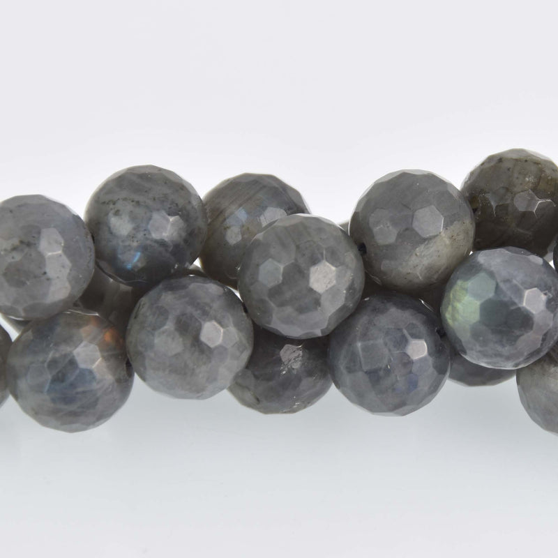 14mm Faceted LABRADORITE Round Beads, 4 beads, gem0692