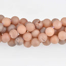10mm DRUZY QUARTZ Round Beads, light blush peach, strand, gem0693