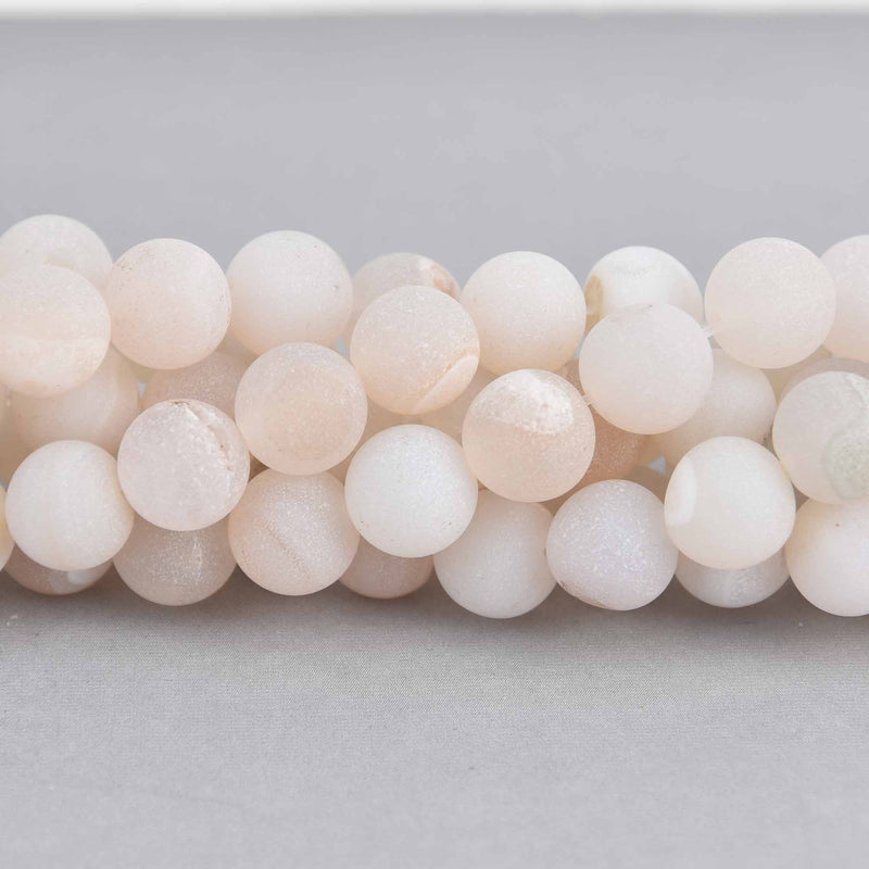 10mm DRUZY QUARTZ Round Beads, white, strand, gem0696