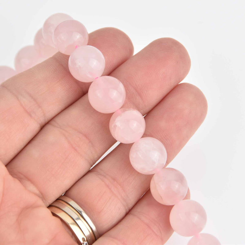 12mm Pink Rose Quartz Round Beads, AAA Grade, smooth gemstone, 8 beads, gem0702