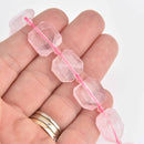 15mm Pink Rose Quartz Square Beads, faceted gemstone, 4 beads, gem0703