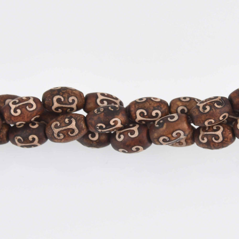 12mm Dzi Agate Gemstone Beads, Oval Shape, 10 beads, gem0704