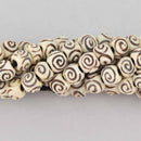 20 Bone Beads, Round with Carved Design, 8mm, gem0710