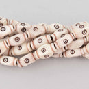 Bone Beads, Barrel with Carved Design, 15mm, strand, gem0711