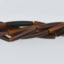 Brown Bone Beads, Hairpipe Shape, Tapered Spindle, 36mm, gem0712