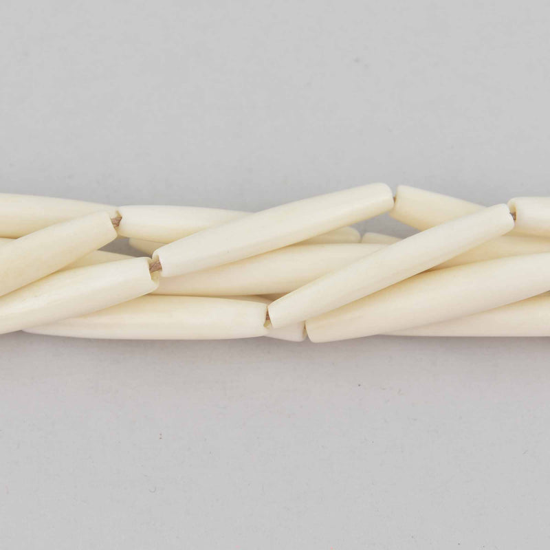 Bone Beads, Hairpipe Shape, Tapered Spindle, 36mm, strand, gem0713