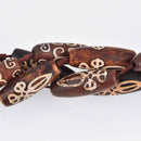 40mm Dzi Agate Gemstone Beads, Barrel Shape, 2 beads, gem0715