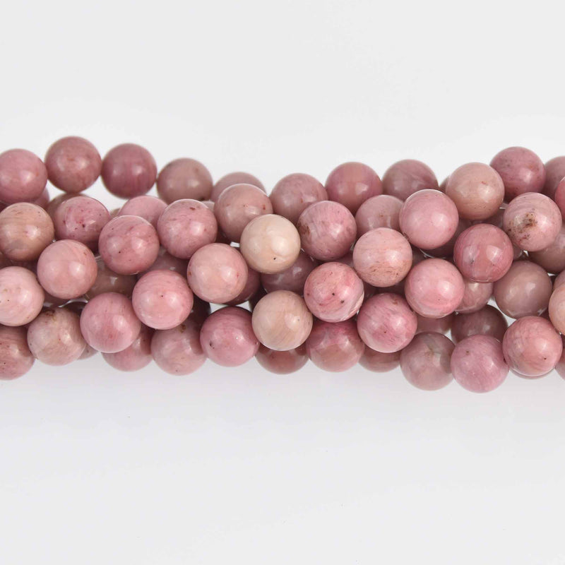 6mm Rhodonite Gemstone Beads, Pink Round Smooth, strand, gem0718