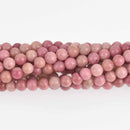4mm Rhodonite Gemstone Beads, Pink Round Smooth, strand, gem0719