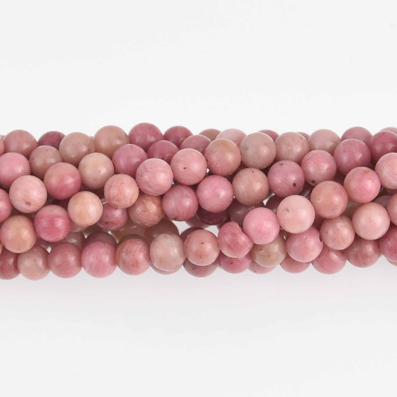 4mm Rhodonite Gemstone Beads, Pink Round Smooth, strand, gem0719