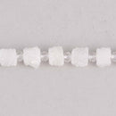 2 WHITE Druzy Beads, Natural Quartz, AB Plated, Cross Section of Stalactite, 7mm to 8mm, gem0722