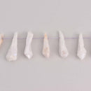 2 White Aura Quartz Pendant Beads, spike stick shape, top drilled, about 1.75" long, gem0723