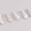 2 White Aura Quartz Pendant Beads, spike stick shape, top drilled, about 1.75" long, gem0723