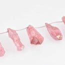 2 Pink Aura Quartz Pendant Beads, spike stick shape, top drilled, about 2.25" long, gem0725