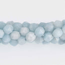 8mm Blue Jade Star Cut Beads, hand cut faceted, strand, gem0726