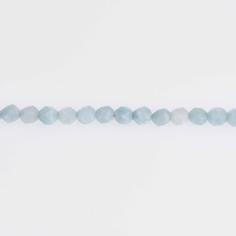 8mm Blue Jade Star Cut Beads, hand cut faceted, strand, gem0726