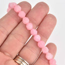 8mm Pink Jade Star Cut Beads, hand cut faceted, strand, gem0727