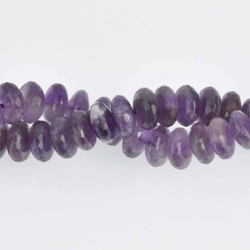 10mm Amethyst Rondelle Beads, faceted, strand, gem0729