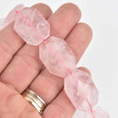 2 Pink Rose Quartz Gemstone Beads Octagon 25mm gem0733